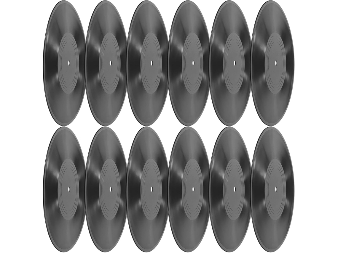 Conjunto De 12 Peças De Decoração De Parede Em Vinil Preto Retrô De 12 Polegadas