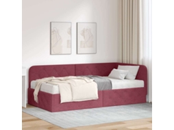 Vidaxl Estrutura de Cama de Canto Vinho Vermelho 90 X 190 Cm Tecido