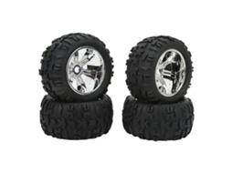 Pneus de Borracha RC 4pcs para Traxxas Maxx, Arrma Kraton 1/8 1/10, Aderência e Resistência | S/MARCA