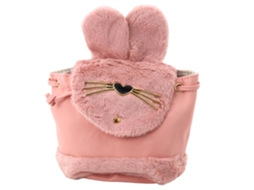 Children's Backpack Plush Ears Adjustable Strap Pink 22cm 4l