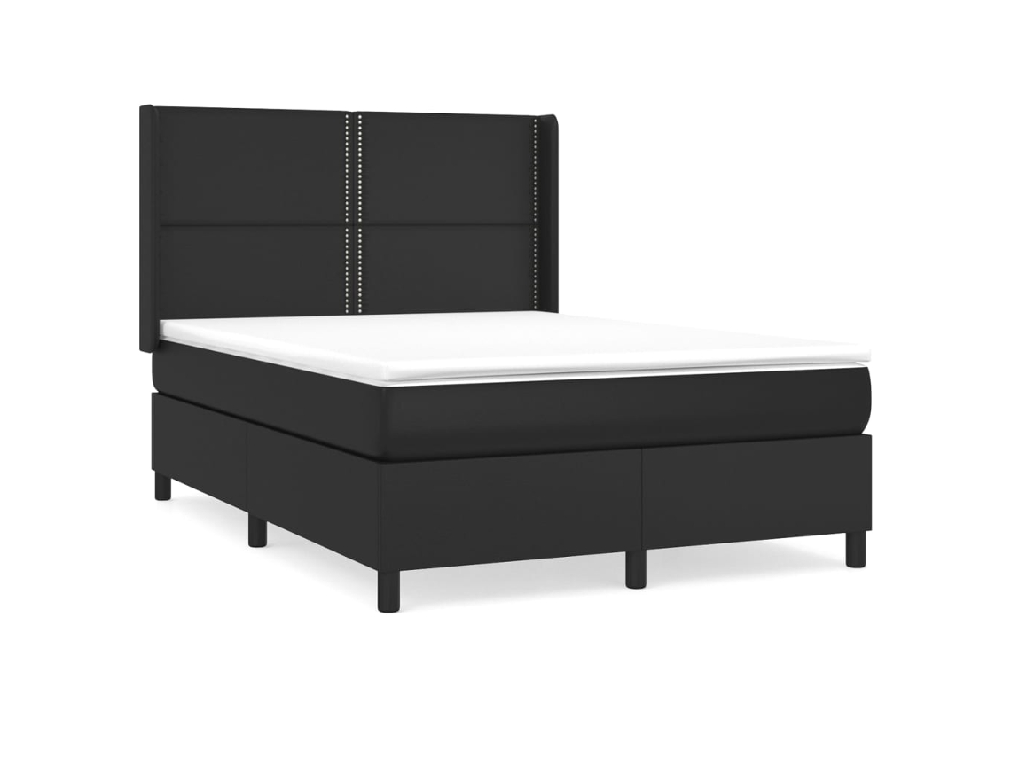 Cama com Molas Couro Artificial Preto MAISON EXCLUSIVE 140x200 cm