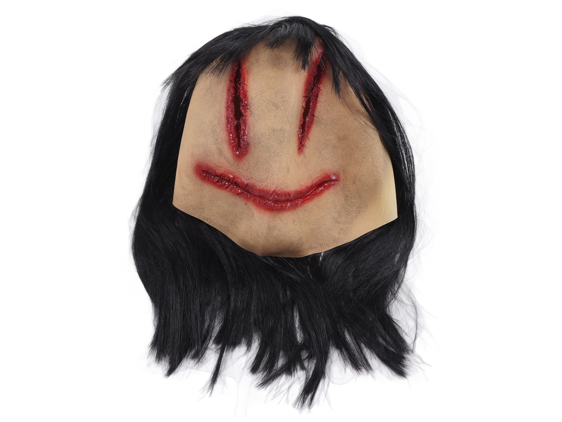 Máscara de fantasma de Halloween com cabelo comprido, assustadora e diabólica, para fantasias e cosplay.