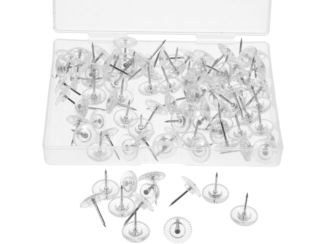 Kichouse 100 Tachinhas de Plástico Transparente para Quadro Cortiça, Liga de Alumínio, Multifuncionalis e Fáceis de