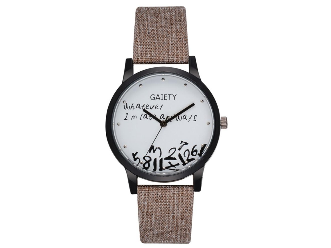 Relógio de pulso masculino Gaiety, moderno e casual, com mecanismo de quartzo e mostrador redondo marrom claro.