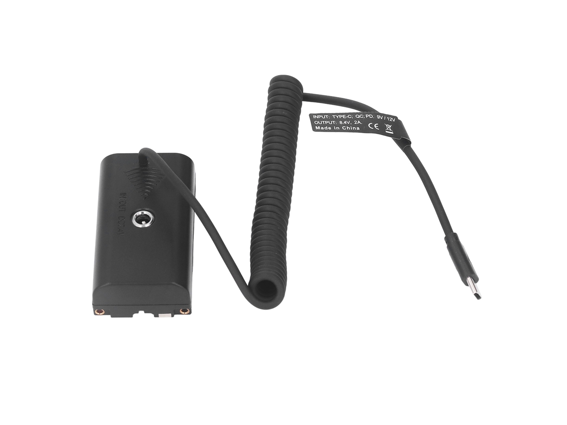 Dummy Battery Type C To Np F970 F750 F570 F550 Fast Charging Circuit Protection Spring Cable Continuous Power Adapter For Camera Monitor Fill Light
