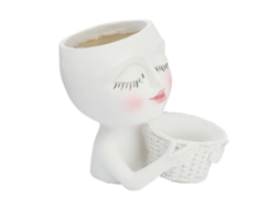Vaso de Flor de Boneco Resina Criativo Duplo Rosto