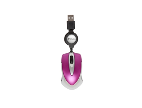 Rato VERBATIM Go Mini Travel (Cabo USB - Regular - 1000 dpi - Rosa) — Com fio USB