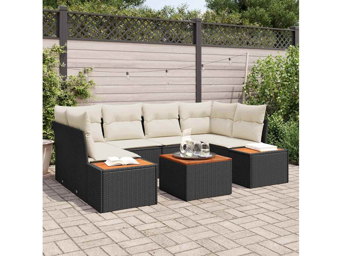 Vidaxl Conjunto de Sofá de Jardim 6 Pcs Preto Rattan Sintético