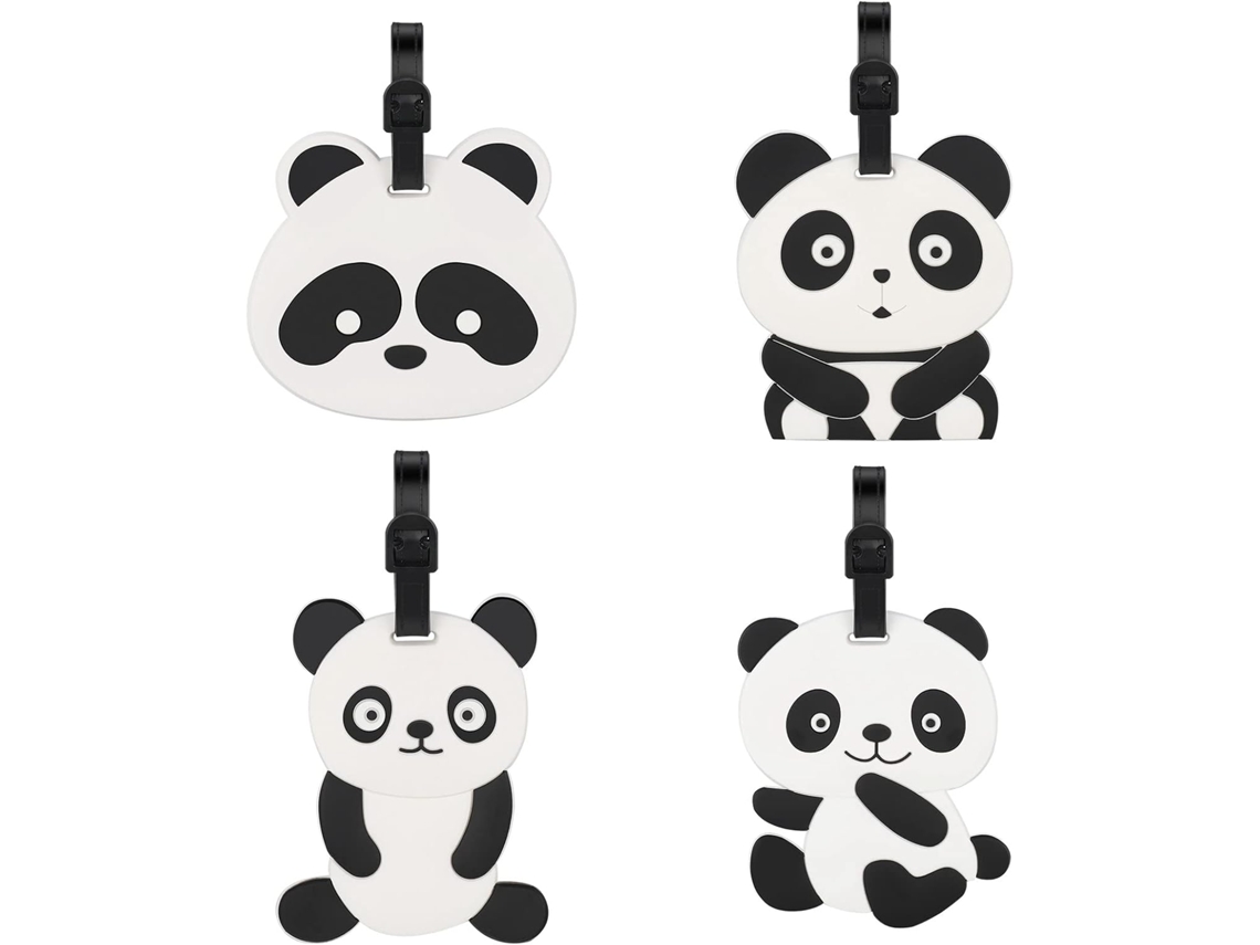 Conjunto de 4 etiquetas de bagagem com estampa panda BRILVIBERA