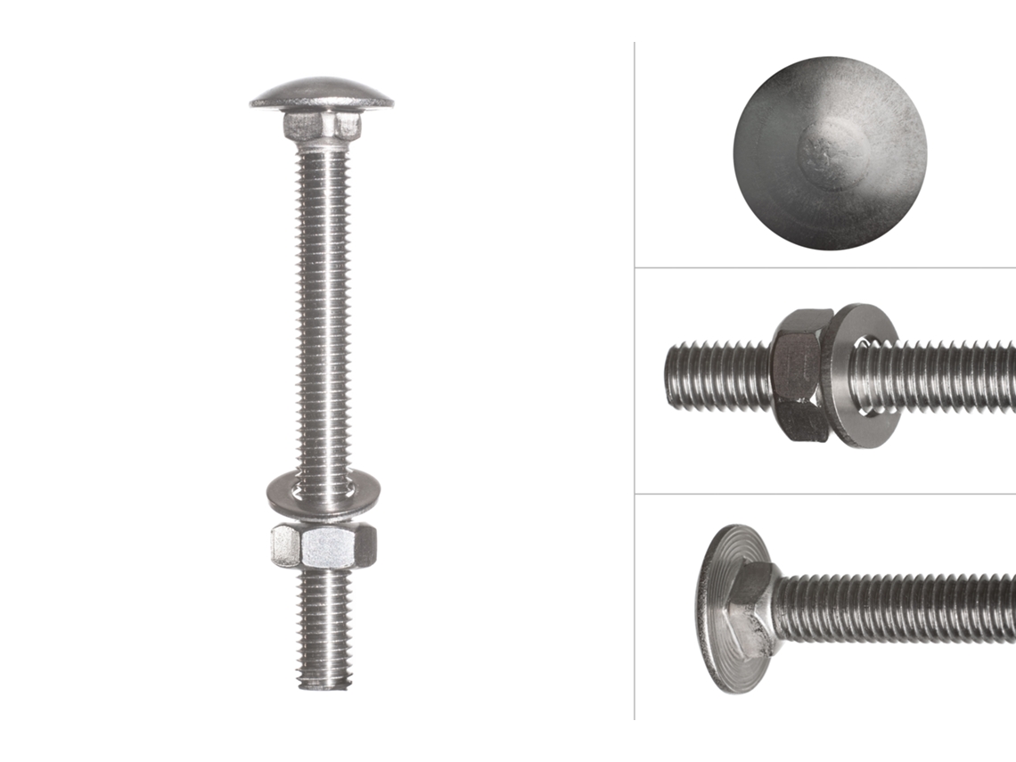Parafuso Cabeça Redonda de Aço Inox M8 X 80 Mm 25 Peças WOVAR