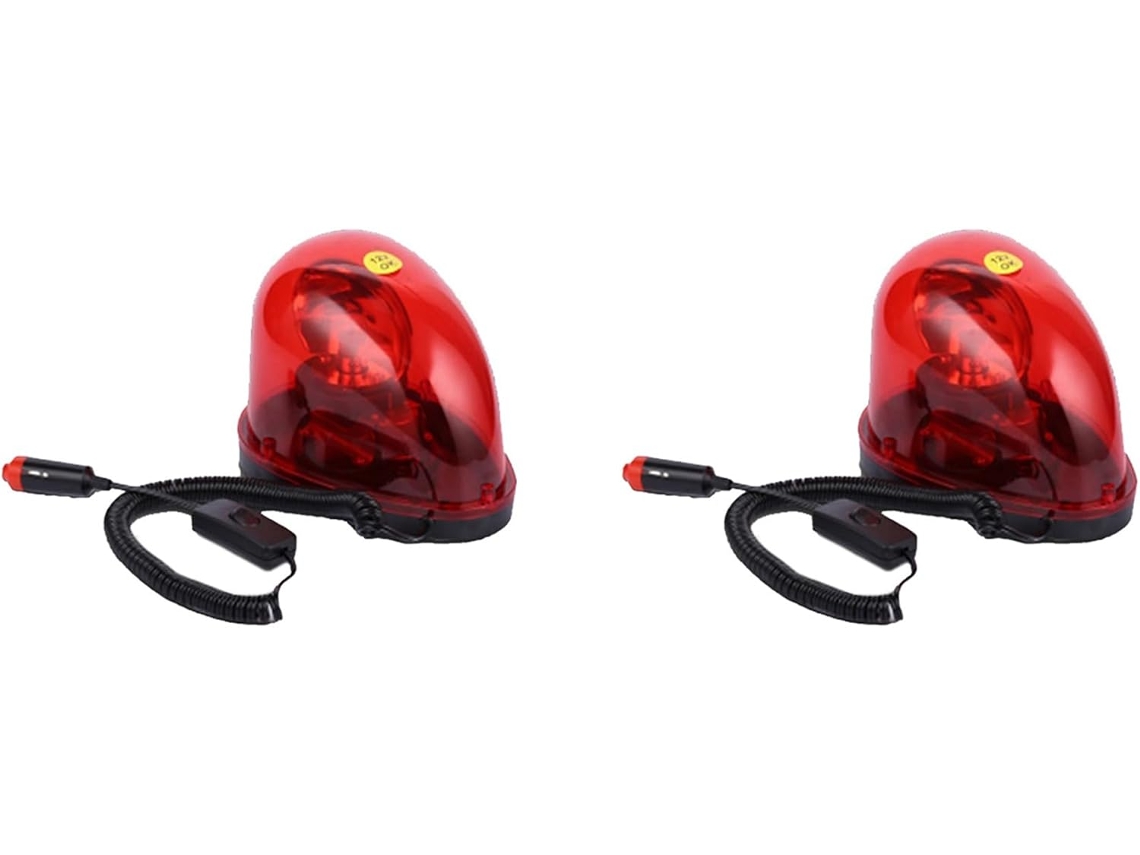 2 Luzes De Alarme Automotivas Giratórias Tipo Caracol Vermelhas 12v, Luz De Advertência, Luz De Teto, Luz Estroboscópica