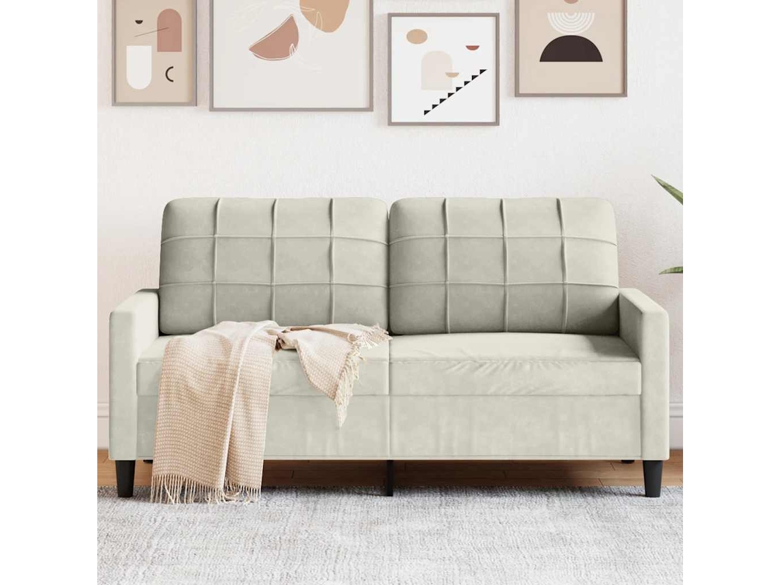 Vidaxl Sofá De 2 Lugares Veludo 140 Cm Cor Creme