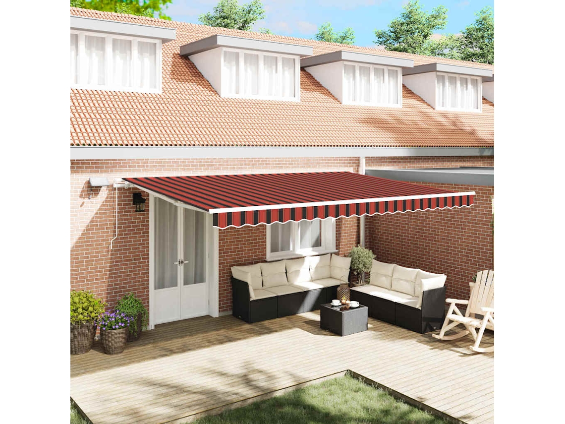 Vidaxl Toldo Retrátil Laranja E Castanho 500 × 300 Cm