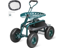 Carrinho De Oficina Com Assento Giratório, Trolley De Jardim Com Banco Rotativo E Banco Móvel Com Rodas Tekmaquinas
