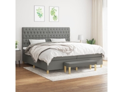 Vidaxl Cama Com Molas/colchão 200x200 Cm Tecido Cinzento-escuro