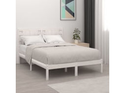 Estrutura Cama Pequena Casal 120x190 Cm Pinho Maciço Branco