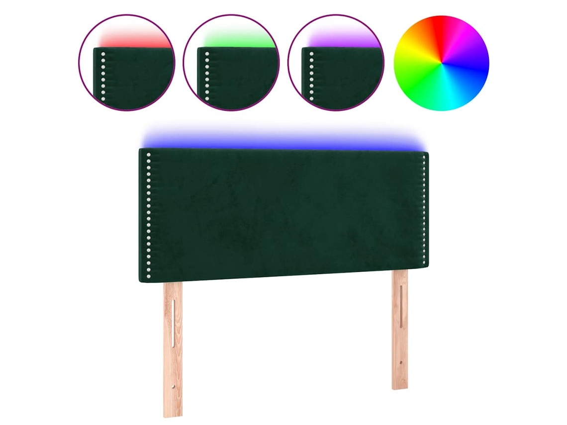 Cabeceira de cama MAISON EXCLUSIVE com luzes LED Veludo verde-escuras (100x5x78 cm)
