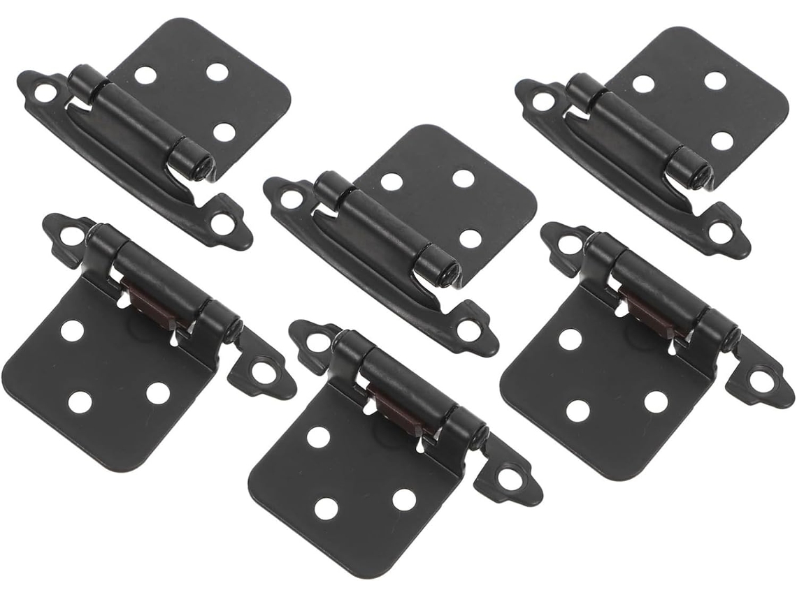Conjunto De 6 Dobradiças Pretas Estilo Americano Com Mola E