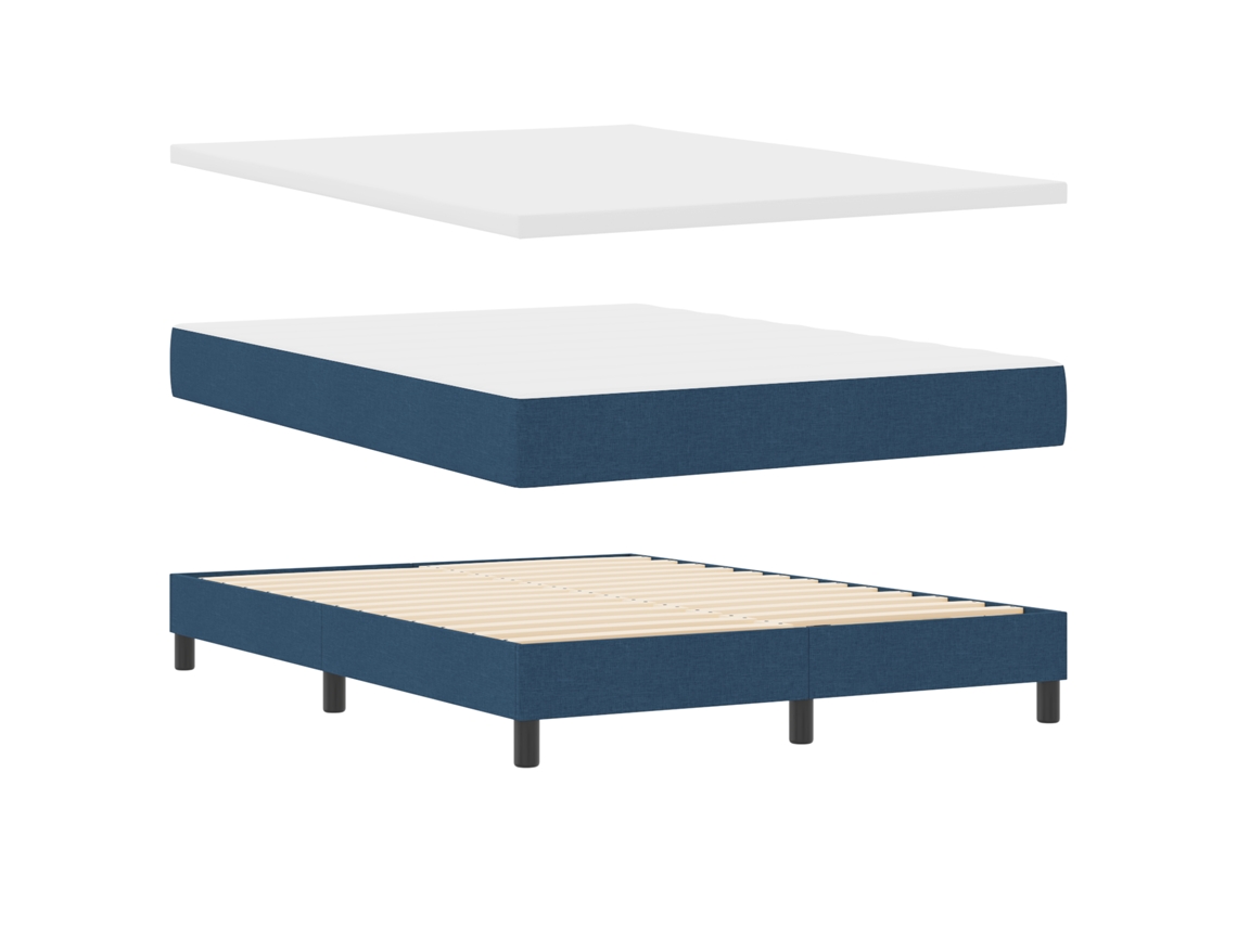 Conjunto 1 Cama Box Vidaxl Azul Tecido (200 X 140 Cm)