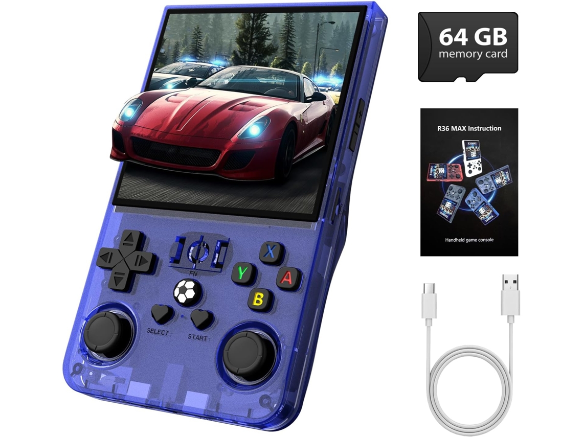 Console de Jogos Portátil Retrô R36max, com Tela Ips Hd 4 Polegadas, Consoles Videogame Co M Bateria 4000mah e Mai VONKELIOS