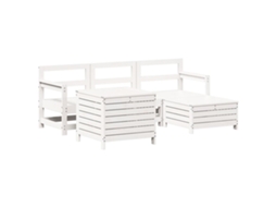 Conjunto de 5 Sofás de Jardim Madeira Pinho Maciça Branco MAISON EXCLUSIVE
