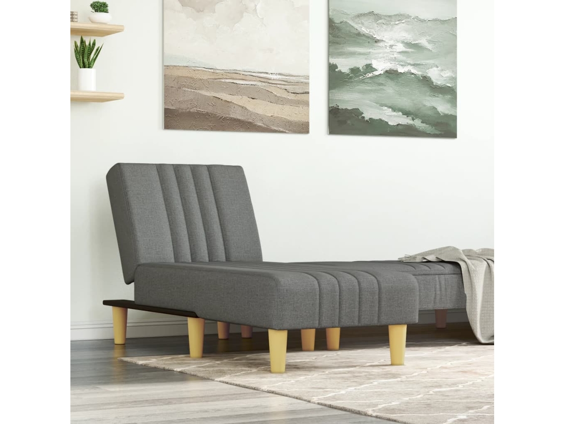 Vidaxl Chaise Longue Tecido Cinzento-escuro