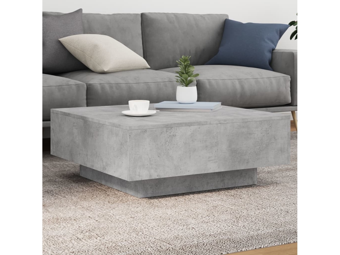 Vidaxl Mesa De Centro Com Luzes Led 80x80x31 Cm Cinzento Cimento