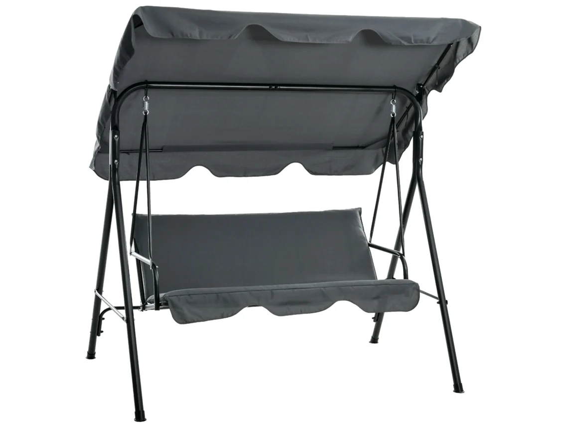 Balanço Hollywood 3 Lugares Cobertura Almofadas 240kg Cinza