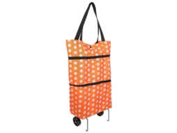 Sacola de Compras Dobrável com Estampa de Bolinhas Redondas, Laranja, 55,00 X 29,00 X 16,00 Cm, 1 Conjunto. GOKOCO