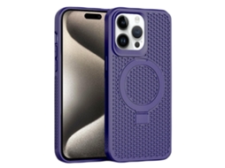 Suporte Casa Emborrachado Dissipação Para Iphone 15 Pro Pele Sintética Magnética Roxo