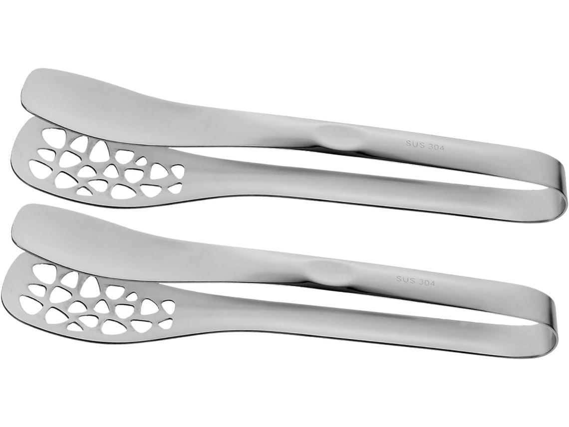 Pinça De Cozinha Galpada, 2 Peças, Em Aço Inoxidável Prateado Com Cabo Ergonômico, Acessório Prático E Portátil Para