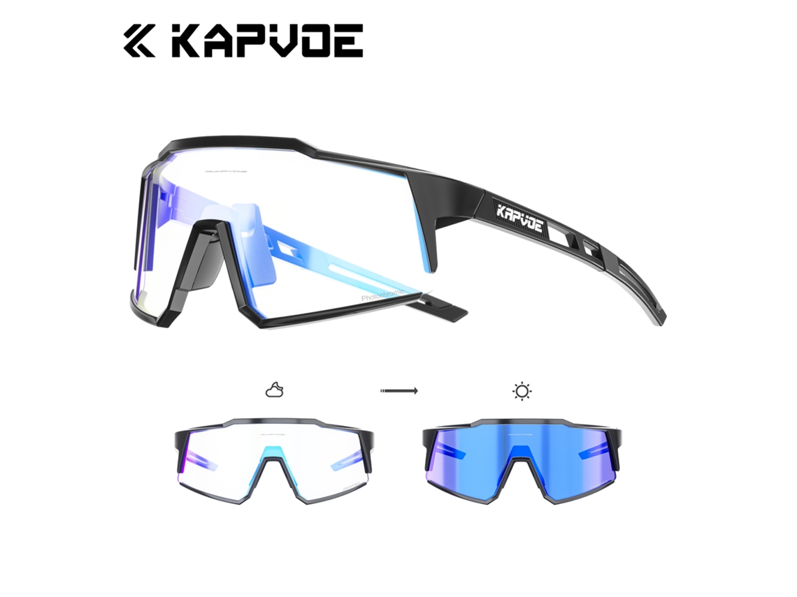Óculos de Sol Fotocromáticos para Ciclismo, Óculos de Sol para Esportes Ao Ar Livre Que Mudam de Vermelho e Azul, Óculos Estilo Harley. MDUG