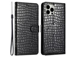 Capa Digital Textura Crocodilo Para Iphone 15 Pro Max Preto