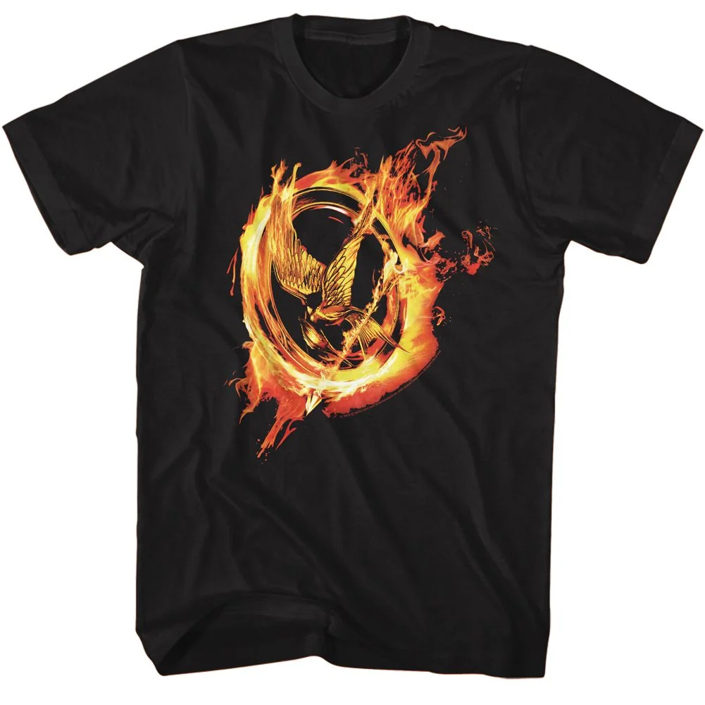 Rockinstone Hunger Games Movie Pin Black Adult T-shirt Size:s