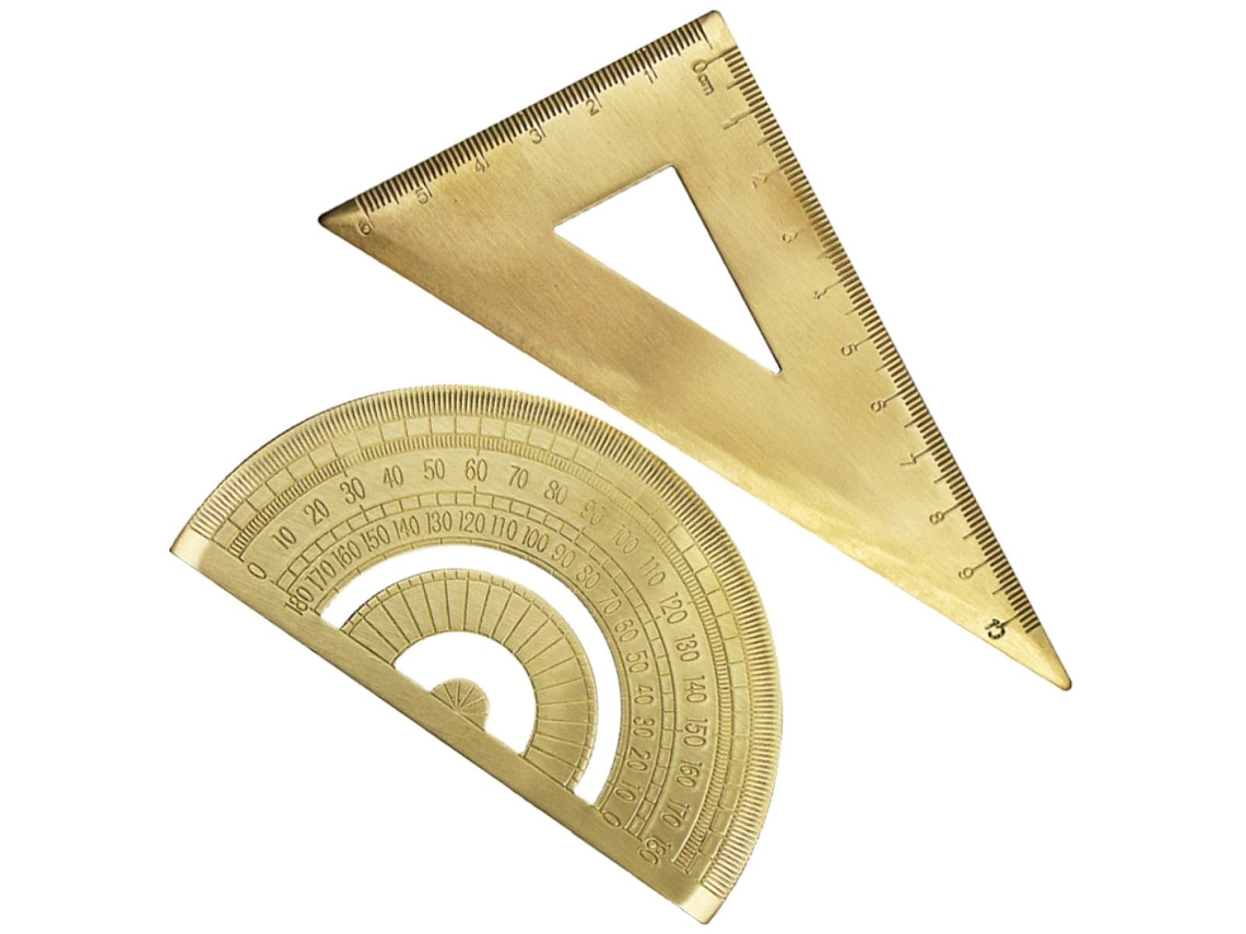 Conjunto de réguas triangulares Vanzack Latão com escala nítida e transferência de fácil leitura para desenho técnico, 1 conjunto