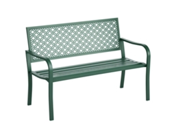 Banco de jardim em metal, 2 lugares, resistente às intempéries, 127x63x83cm, verde