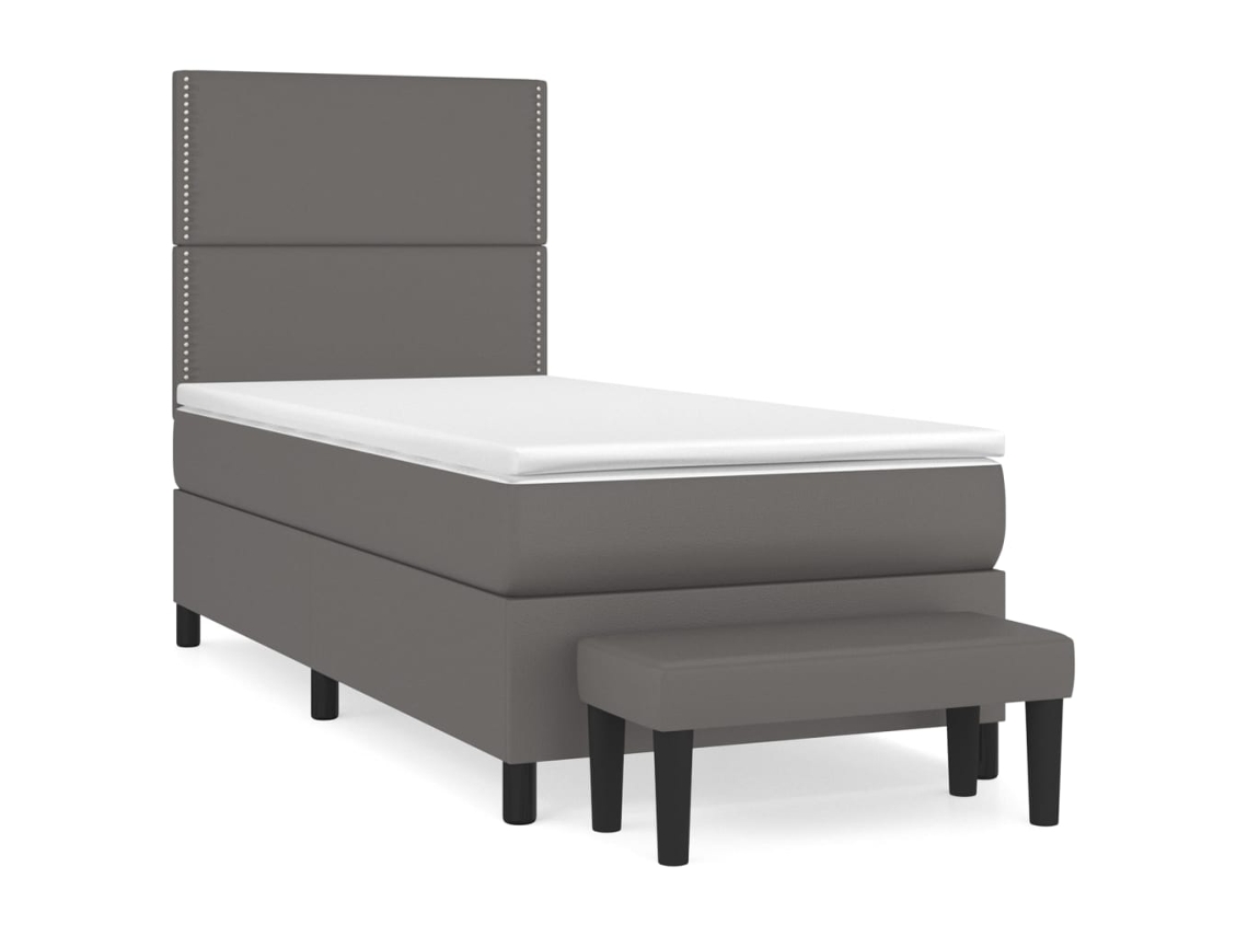 Box Spring Bed, Box Spring Beds Vidaxl Cinzeto Couro Artificial (100 X 200 Cm)