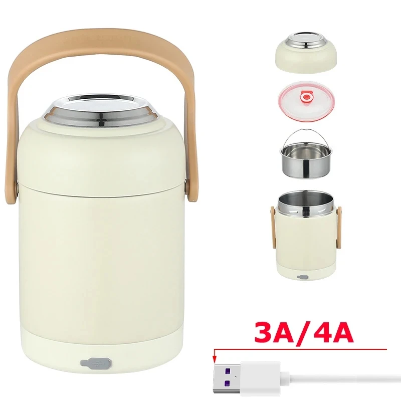Lancheira Elétrica Usb , Grande Capacidade, Aço Inoxidável, Térmica. MDUG (1,9l)