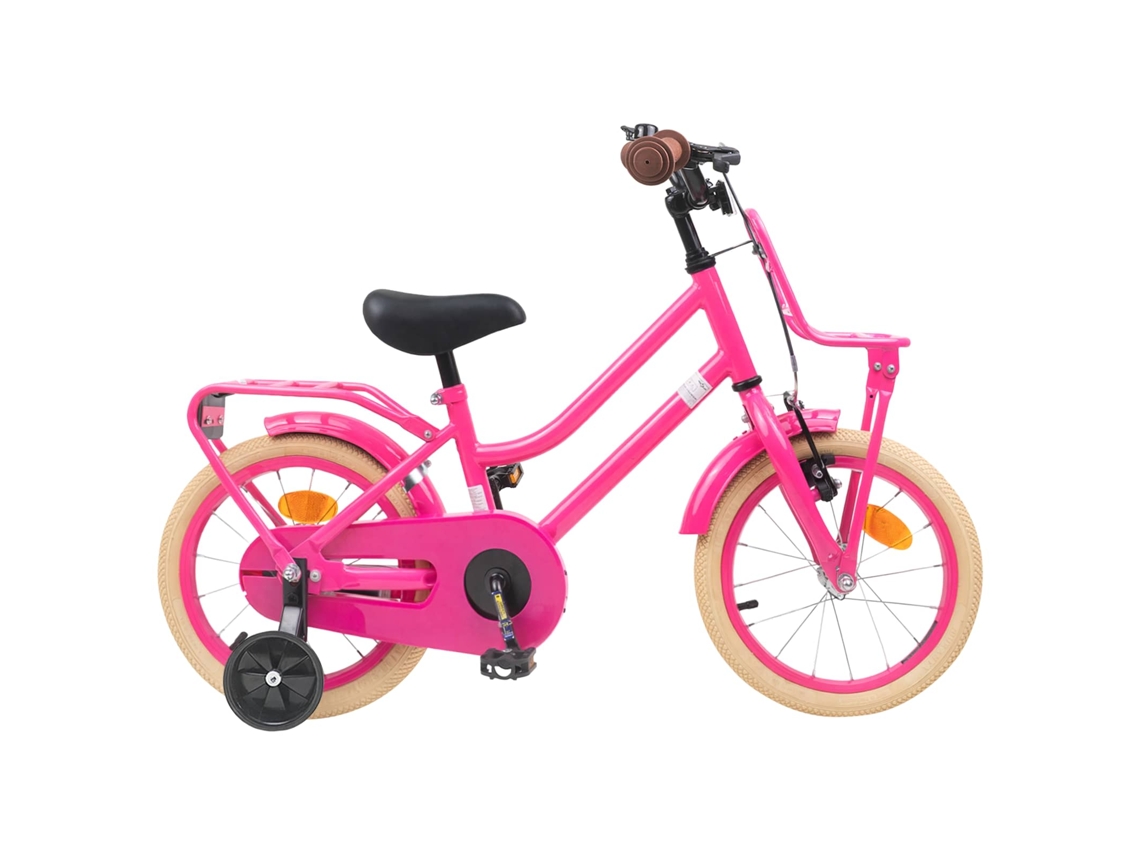 Vidaxl Bicicleta Infantil 14 Polegadas Para 3 A 5 Anos Rosa Escuro