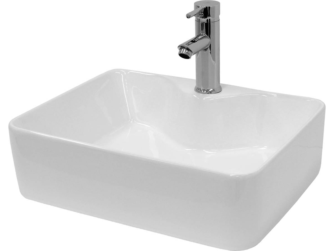 Lavatório ECD GERMANY Quadrado Cerâmica (Branco - 48 x 38 x 14 cm)