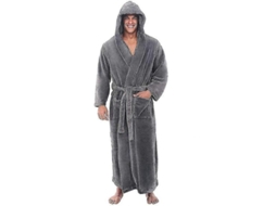 Albornoz para Homem com capuz longo Terry fleece plush, absorvente, cinza | S/MARCA