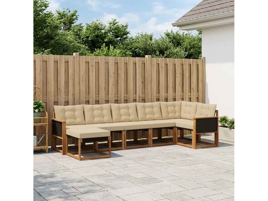 Vidaxl Conjunto De Sofás Para Exterior 7 Pcs Natural E Bege