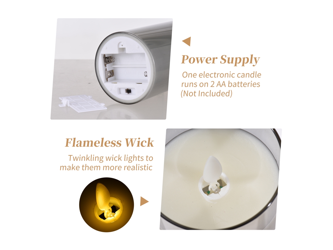 3pack Velas LED Sem Chamas Piscantes com Controle Remoto para Festas Casamento Natal 4 5 6 Polegadas S/MARCA