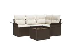 Conjunto 5 Móveis De Jardim Vidaxl Castanho Vime Pe (187,5 X 132,5 X 69 Cm)