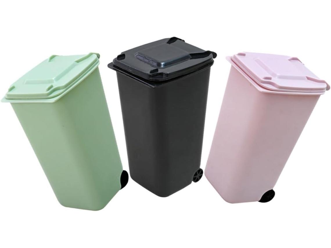 Lixeira de Mesa Multifuncional Healeved Mini 3 Peças em Pp com Grande Capacidade, Ideal para Escritório e Cozi