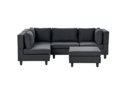 Sofá modular estofado com repousa-pés BELIANI Unstad de Poliéster Preto 228x152x72