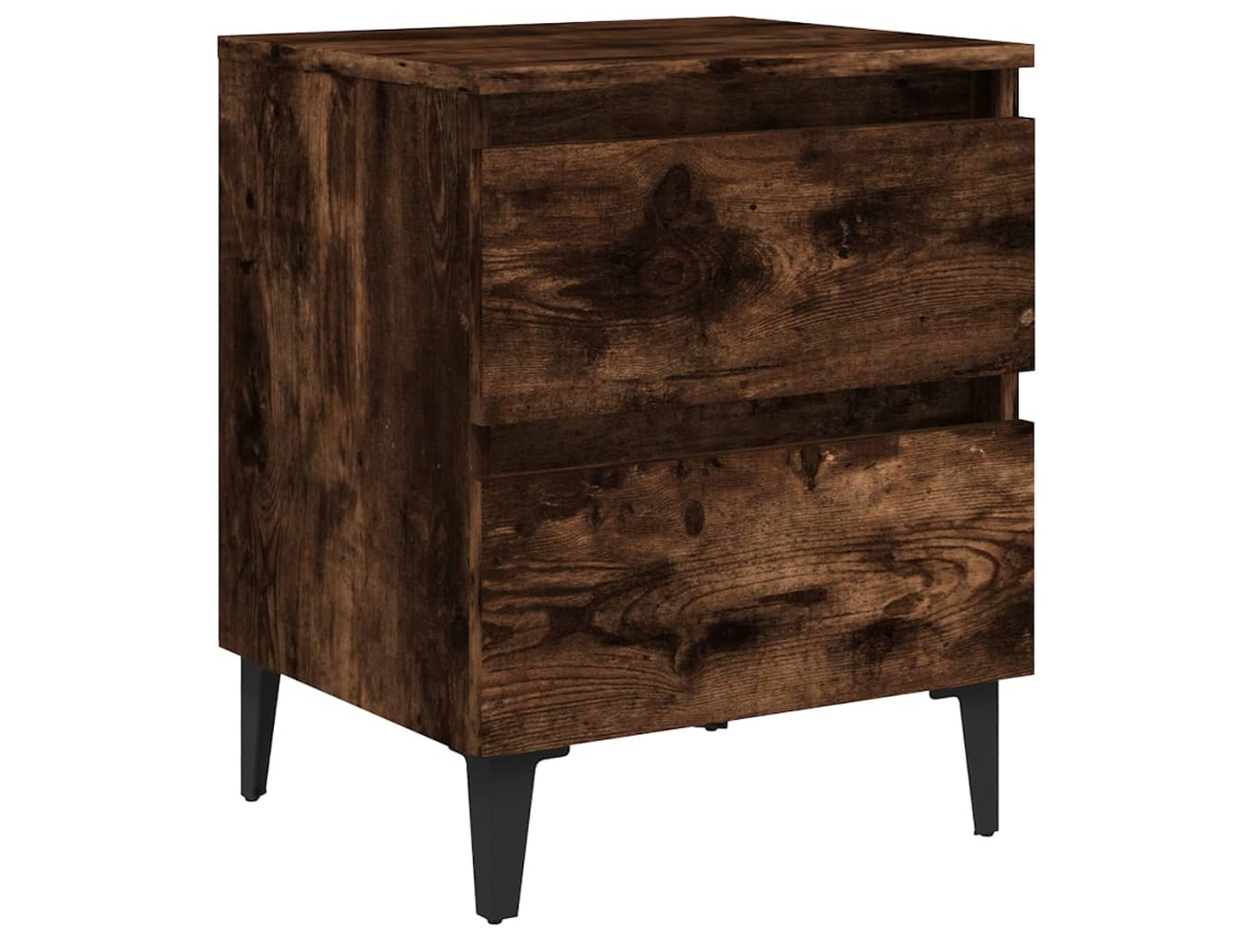 Mesa de cabeceira MAISON EXCLUSIVE com pés de metal em carvalho defumado (40x35x50 cm)