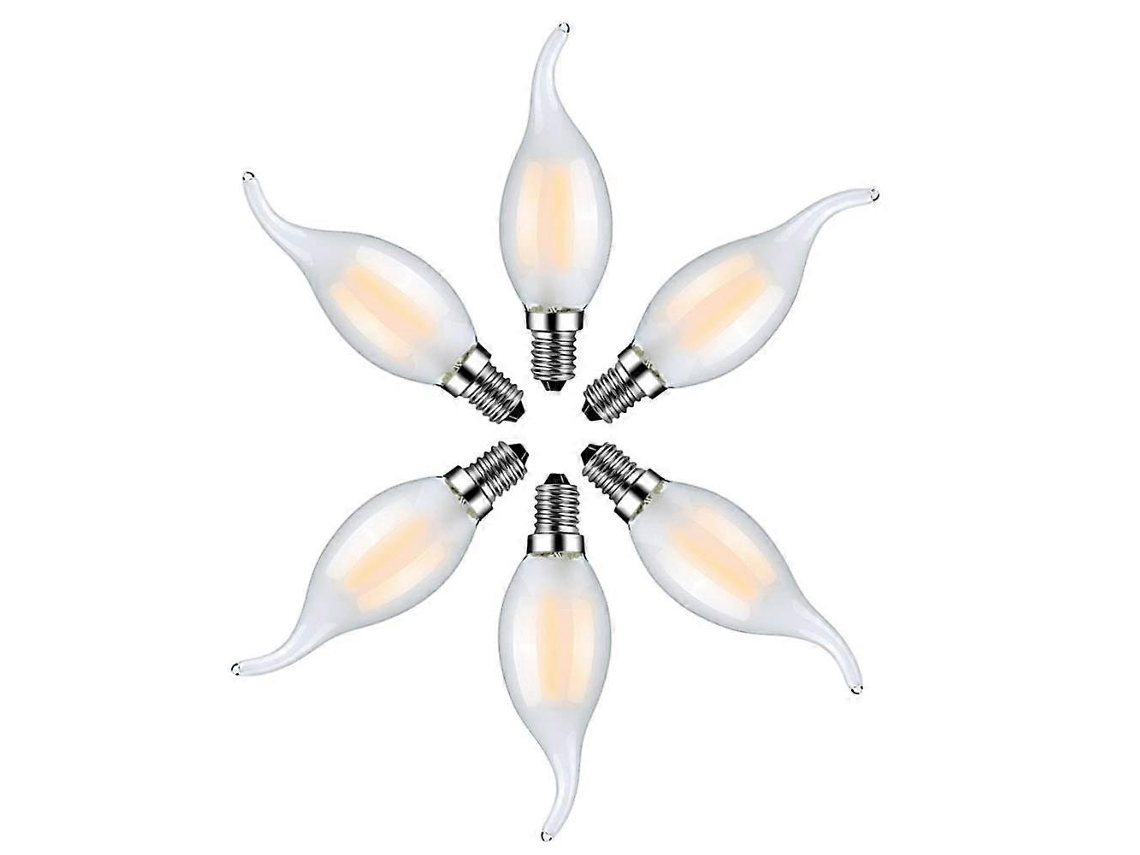 Rebe pacote de 6 Lâmpadas Led de Chama E14 4w Branco Quente 2700k Lâmpadas de Filamento para Candelabros Vidro Mate