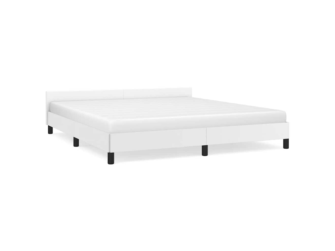 Bed Frame With Headboard, Bed Frames With Headboard Vidaxl Branco Couro Artificial (180 X 200 Cm)