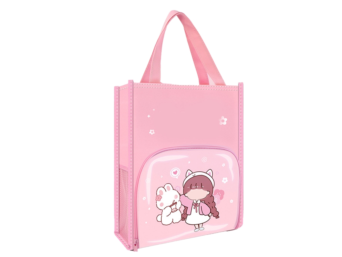 Bolsa para Livros Estudantil com Alça Ampla e Bolsa Transparente Frente Oxford e TPU, 2 Bolsos de Malha Lateral | S/MARCA